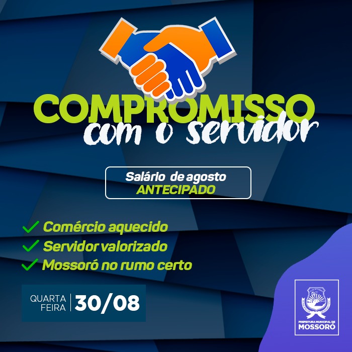 Prefeitura de Mossoró antecipa para hoje salários dos servidores