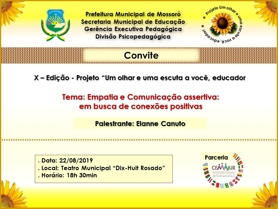 Projeto “Um olhar e uma escuta a você, educador” acontece na próxima quinta-feira