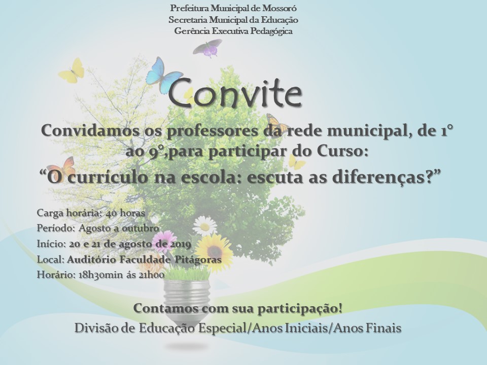 Professores da Rede Municipal participam de curso sobre currículo escolar e diferenças