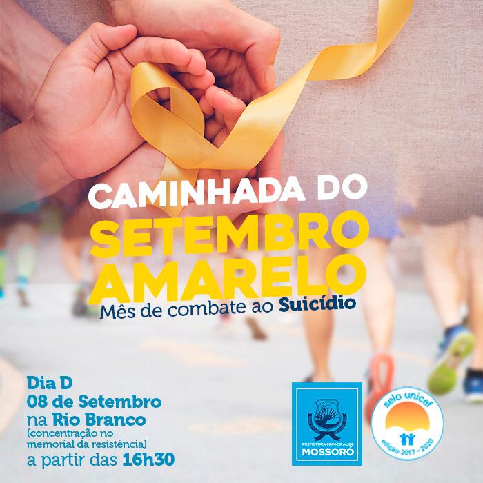 Saúde realiza caminhada na Avenida Rio Branco em alusão ao Setembro Amarelo neste domingo (08)